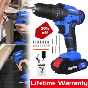 21V 3/8" Cordless Drill Driver Combi Electric Screwdriver 1x Li-Ion Battery Set - Picture 1 of 11