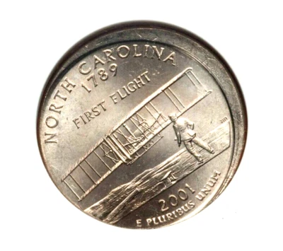 2001-P  North Carolina Washington Quarter Off Center Error ANACS MS62 Neat OGH - Image 1 of 4