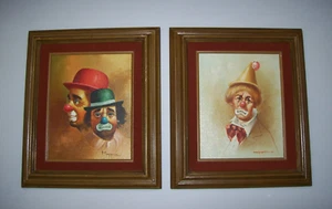 Lote de (2) pinturas al óleo sobre lienzo payaso enmarcadas sobre lienzo, HOPPIN - Imagen 1 de 24
