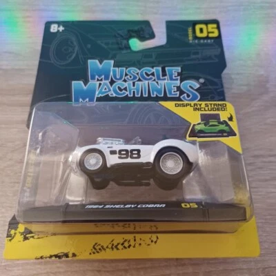 Muscle Machine 1/64 Diecast #05 White 1964 Shelby Corbra Display Stand Included - Image 1 of 3
