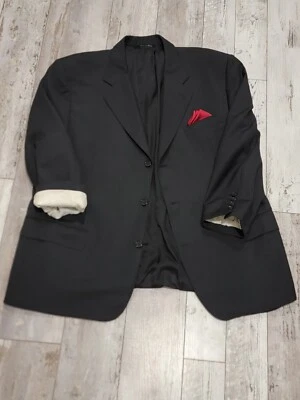 46R Men's Vintage Canali Italian Blazer Midnight Black 100% Super 120s Wool - Image 1 of 4
