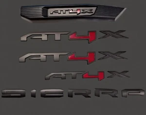 5pcs New 2022-23 Sierra 1500 Black Red Doors Front Grille Rear AT4 X Emblems kit - Picture 1 of 1
