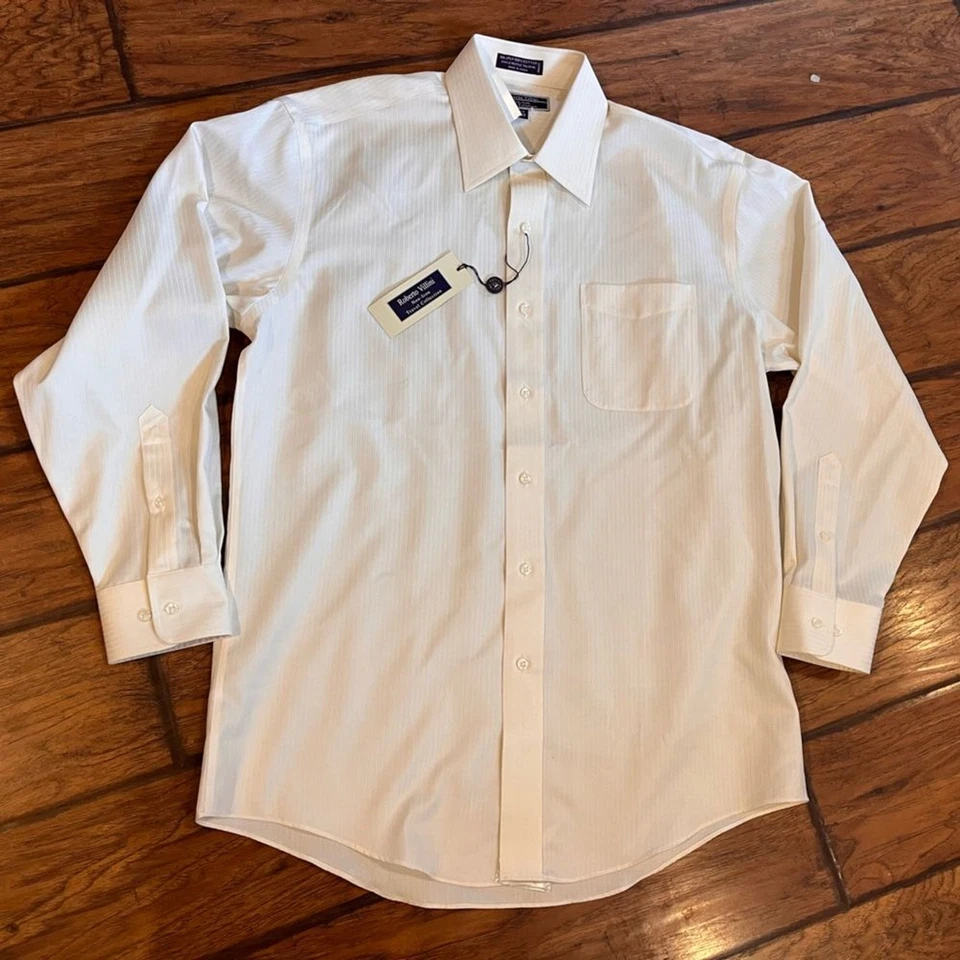 Camisa de vestir Roberto Villini para hombre 15.5 32-33 blanco roto sin planchar abotonada nueva con etiquetas Foto 1 de 4