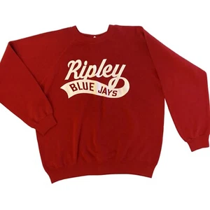 Vintage 70 80's Hanes Red RIPLEY Blue Jays RAGLAN 50/50 Sweatshirt USA L RETRO - Picture 1 of 5