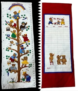 Cranston Teddy Bear Growth Chart Wall Hanging Fabric 2 Side Jobs Completed - Picture 1 of 22