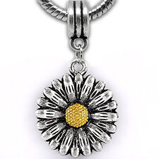 Sun Flower Dangle European Beads For Snake Chain Charm Bracelet