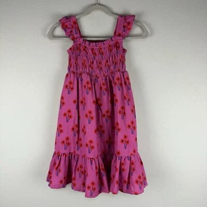 Hanna Andersson Girls Pink Posies Smocked Twirl Dress Size 8 - Picture 1 of 5