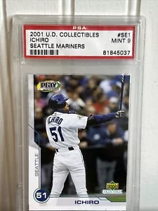 2001 UD Collectibles Play Makers ICHIRO SUZUKI RC SE1 PSA 9 Mint Mariners Rookie - Bild 1 von 3