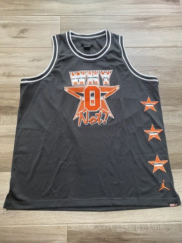 NIKE JORDAN BRAND RUSSELL WESTBROOK WHY NOT JERSEY GREY ORANGE AV4766 060 sz XXL Cover