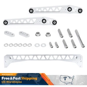 Silver Billet Rear Lower Control Arm + Subframe Brace For Honda Civic EK 96-00 - Picture 1 of 10