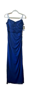 ALEX EVENINGS Women's Royal Blue Embellished Beaded Side Gown Dress 12 NWT - Picture 1 of 7
