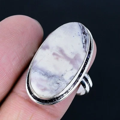 Porcelain Jasper 925 Silver Plated Handmade Ring of US Size 8 - Image 1 of 3