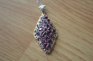 6.65ct Premium Ember Garnet Pendant with 20" Chain Rhodium over Fine Silver - Picture 1 of 11