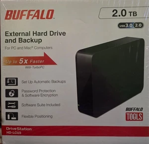 Buffalo 2.0 TB External Hard Drive and Backup  USB 3.0 For PC and Mac - Picture 1 of 4