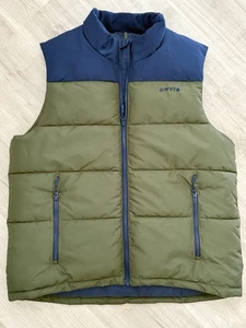 ORVIS Mens Two Toned Bubble Puffer Vest Size Large Olive Green Navy - Picture 1 of 1