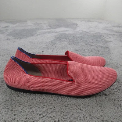 Mocassim Rothys Feminino Tamanho 10.5 Vermelho Branco Malha Liso Slip On Casual - Imagem 1 de 4