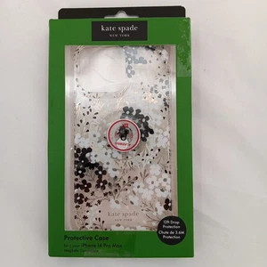 Kate Spade iPhone Case 14 Pro Max MagSafe Clear Black White Flowers Floral - Picture 1 of 7