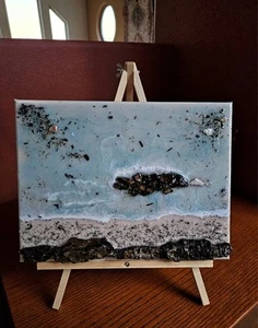 Ocean Waves paintings on canvas. Resin, Acrylic. Sand, Wood. Wall decor.  - Picture 1 of 3