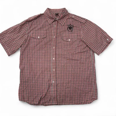 Рубашка Avirex на пуговицах мужская XL красная черная белая клетчатая с коротким рукавом хлопковая военная - Изображение 1 из 4