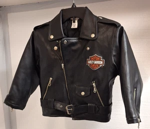 Kids Harley Davidson Size 6 Black Faux Leather Motorcycle Jacket - Picture 1 of 10