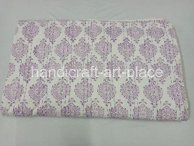 印度手工 Kantha 扔双面棉复古花卉被子 Kantha Gudri — 第 1/4 张图片