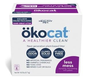 Okocat Less Mess Low Tracking Wood Clumping Cat Litter Mini- Pellets, - Picture 1 of 9