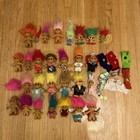 Lot of 28 Vintage RUSS Troll Dolls Assorted Hair Colors Clothing Fair Condition.