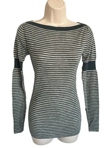 TSE SAY Tee XS Mint Condition TOP STRIPED 100% WOOL TUNIC GREY trend/hip/boho - Picture 1 of 4