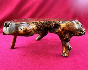 Japanese Natural Burl Wood Ikebana Bonsai Vase Figurine Footed Stand Chinese - Picture 1 of 18