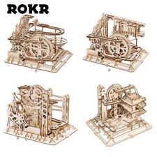 ROKR 3D Wooden Puzzles Marble Run Set DIY Roller Coaster Laser-Cut Model Toys