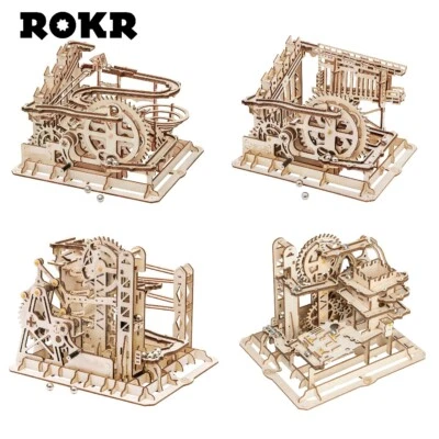 ROKR 3D Wooden Puzzles Marble Run Set DIY Roller Coaster Laser-Cut Model Toys - Image 1 of 4