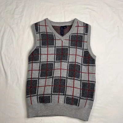 Chaleco Suéter Janie And Jack Niños 100% Algodón Talla 7 Gris Rojo L020424 Foto 1 de 4