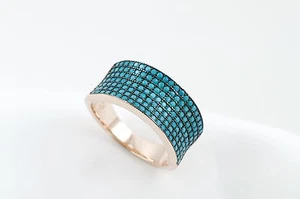Anillo de cóctel de plata 925 enchapado en oro rosa con piedras circonita turquesa - Imagen 1 de 6