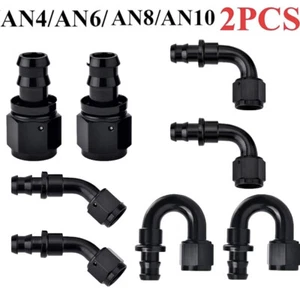 EVIL ENERGY 6AN 8AN 10AN Push Lock Hose Fitting End 0° 45° 90° Degree Black 2PCS - Picture 1 of 22
