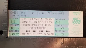Guns N Roses Metallica - De colección 15 de septiembre 1992 Minneapolis como nuevo boleto de espectáculo completo - Imagen 1 de 1