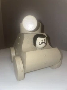 Vintage Wooden Wood Toy Tank Primitive With Rotating Turret Folk Art ? Military - Picture 1 of 12