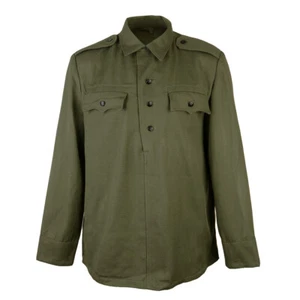 Original Soviet Era Bulgarian Army Olive Green Shirt- Half button-down Pullover - Picture 1 of 7