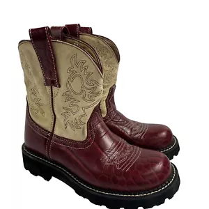 Ariat Fat Baby Boots Womens 7 B Red Alligator Print Cowgirl Western 14709 - Picture 1 of 9
