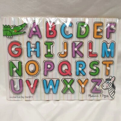 Melissa & Doug Alphabet Peg Puzzle Preloved Complete Free Post Aust - image 1 of 4
