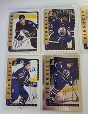 1996-97 Pinnacle Be A Player Oilers Auto Miroslav Satan Silver Mike Grier Norton