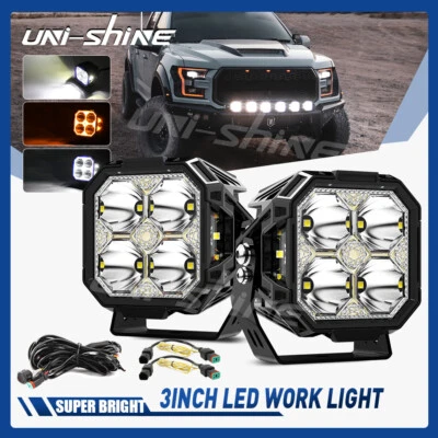 UNI-SHINE Para Ford F-150 Pickup 3" LED Luz de Trabalho Barra Pods Lâmpadas de Direção + Fio - Imagem 1 de 4