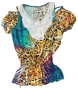 Womens Lace Tunic Tops Ladies Short Sleeve Summer Shirt Blouse Cold Shoulders - Picture 1 of 10