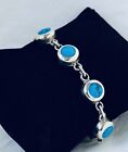 Vintage Mexico Taxco Sterling Silver & Turquoise 8” Bracelet Fully Hallmarked