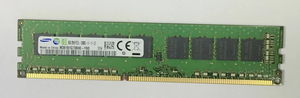 Samsung 8GB DDR3-1600 PC3L-12800E 2Rx8 ECC UDIMM Memory RAM M391B1G73BH0-YK0 - Image 1 of 1