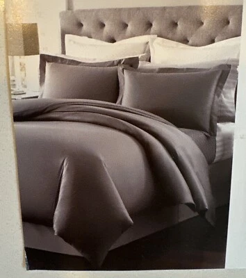 Macys Charter Club Duvet Cover KING Size 500 Thread Ct Gray Solid Damask Cotton - Image 1 of 4