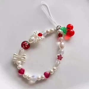 Cute Red Cherry Phone Strap Charms Strawberry Landyard Keychain Keycord For Girl - Zdjęcie 1 z 6
