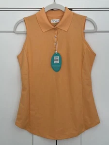 Women’s Orange GREG NORMAN Sleeveless Play Dry Golf Polo Shirt Size S - Picture 1 of 5