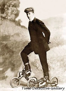 Man Wearing Strange Vintage Roller Skates - 1910 - Historic Photo Print - Picture 1 of 1