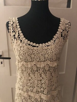 Strickkleid Solitaire Mit Unterkleid Beige Gr S Floral Spitze Blumen Sommer - Bild 1 von 4