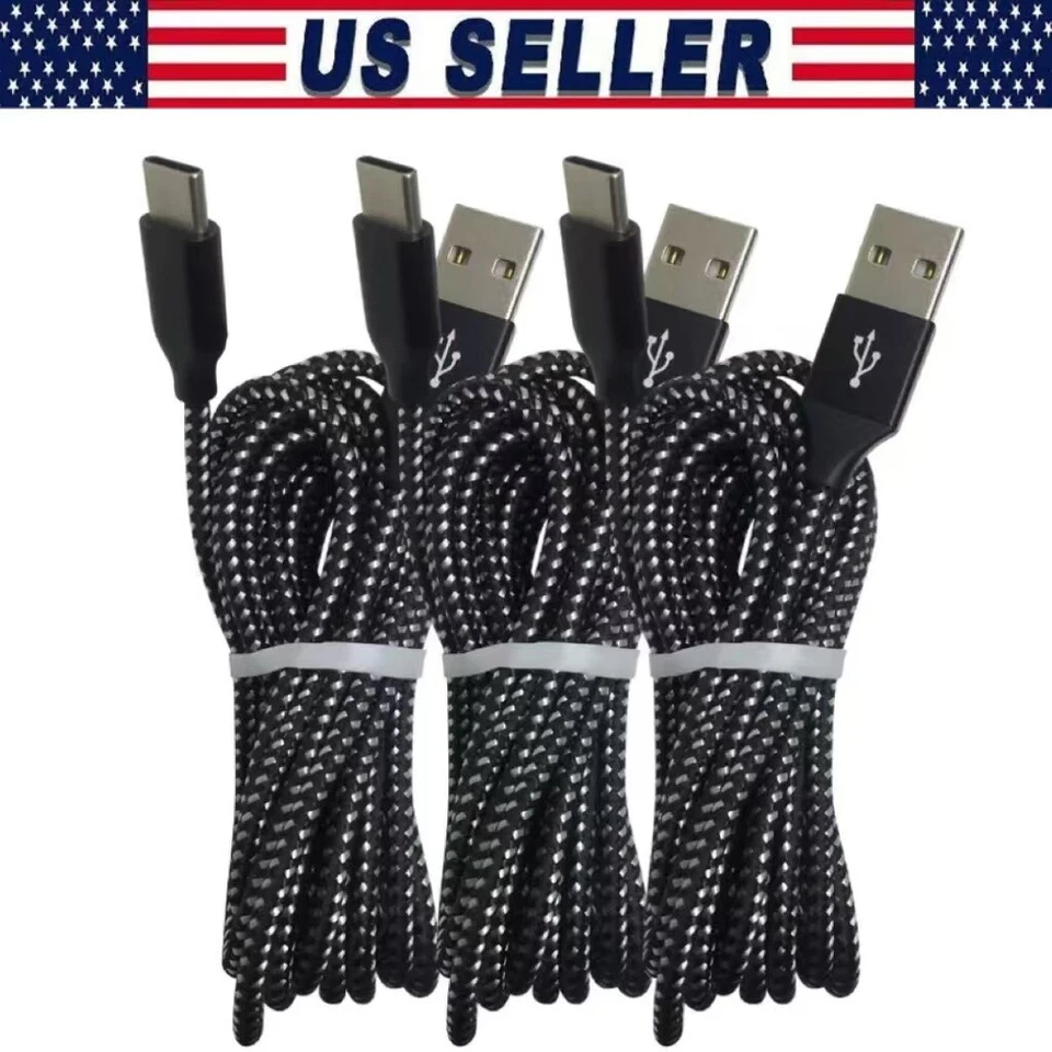 Braided USB C Type-C Fast Charging Data SYNC Charger Cable Cord 3/6/10FT Lot - Image 1 of 4